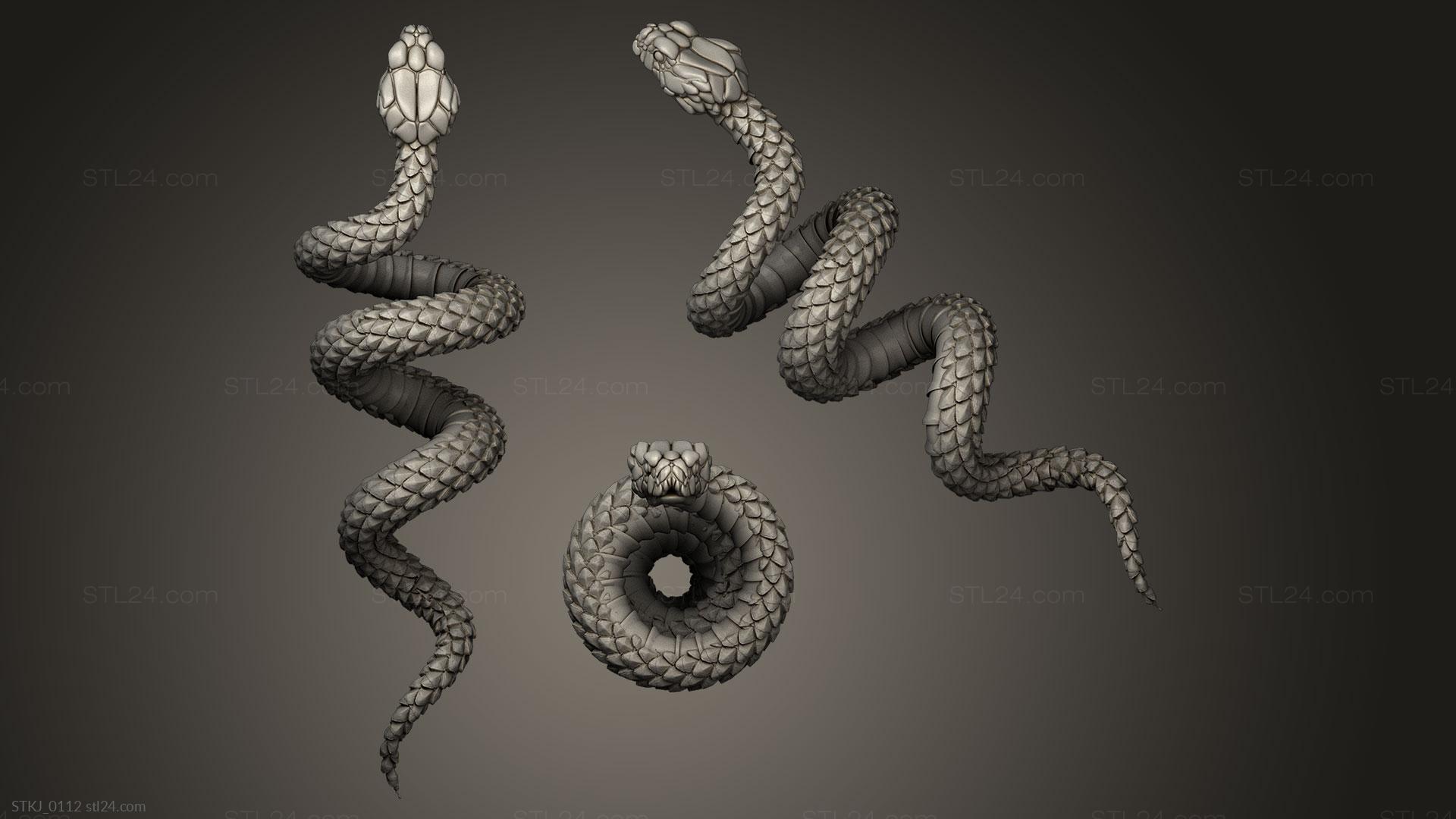 Animal figurines - Snake cobra, STKJ_0631. 3D stl model for CNC